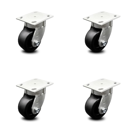 Service Caster 4 Inch Kingpinless Glass Filled Nylon Wheel Swivel Top Plate Caster SCC, 4PK SCC-KP30S420-GFNR-4